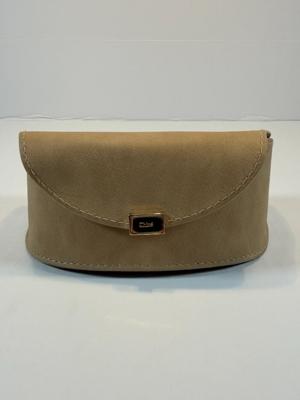 CHLOE Beige/Taupe Nubuck Leather Eyewear Semi-Hard Magnetic Closure CASE ONLY